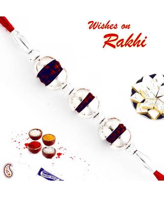Tri Rudraksh Rakhi in Shell Style 1