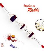 Tri Rudraksh Rakhi in Shell Style