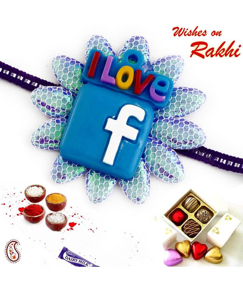 Blue Colored Facebook Logo Kids Rakhi