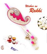 Resham and Pearl Paisley design Heavy Lumba Rakhi