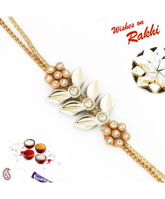 Floral Design American Diamond Rakhi 1