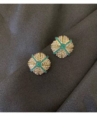 Bronze stone antique gold  pair of Earrings 1