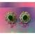 Green american diamonds Yellow Gold  pair of Earrings