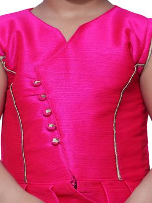 Pink Embellish Bangoli Cotton Cropped Kurta Paired with Dhoti Set For Girls 5
