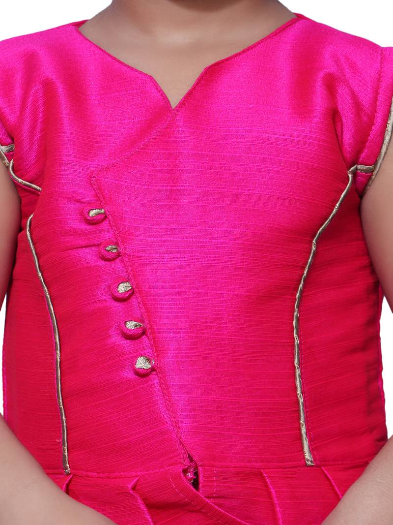 Pink Embellish Bangoli Cotton Cropped Kurta Paired with Dhoti Set For Girls