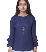 Blue Bell Sleeves Rayon Top For Girls