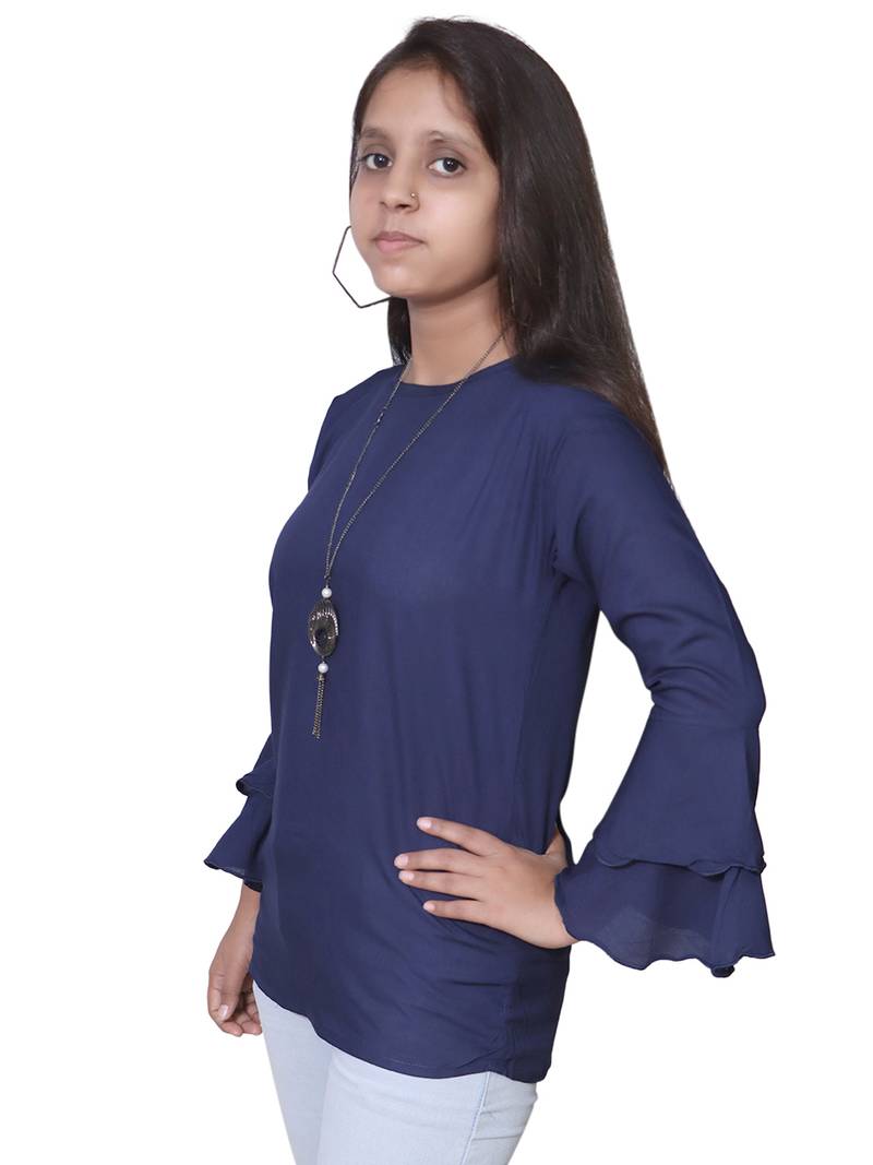 Blue Bell Sleeves Rayon Top For Girls