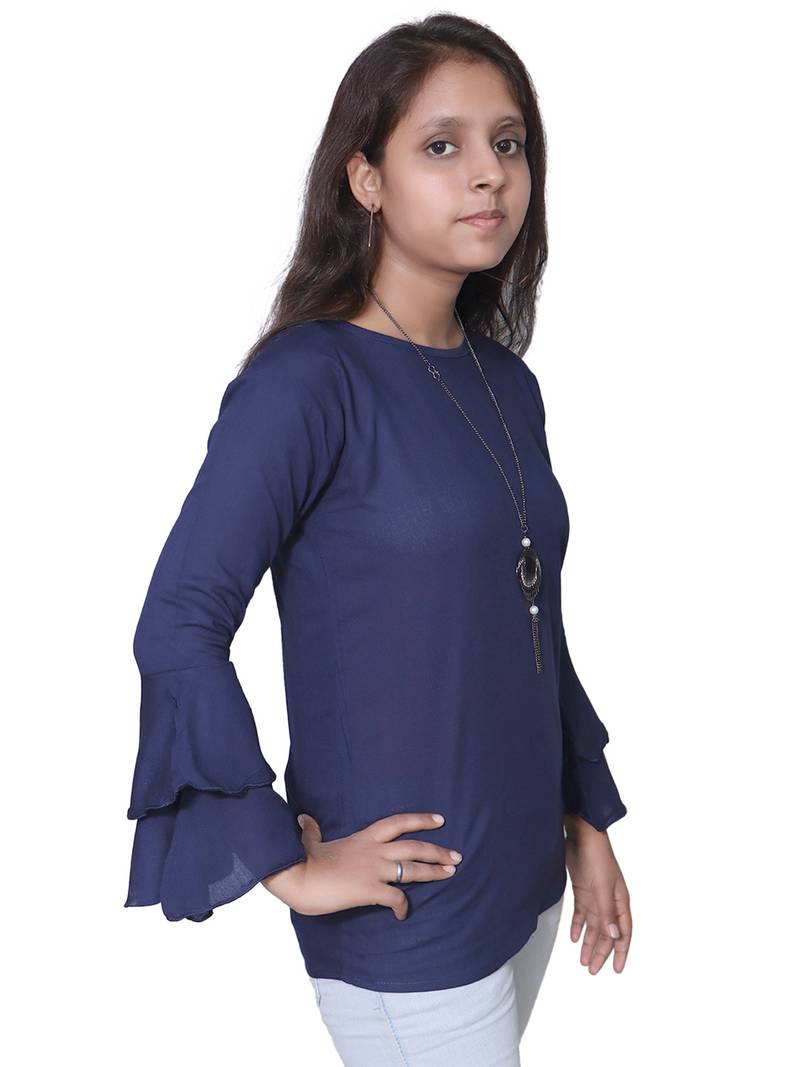 Blue Bell Sleeves Rayon Top For Girls