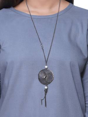 Grey Bell Sleeves Rayon Top For Girls 5
