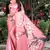 Pink printed satin saree with blouse