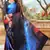 Multicolor printed satin saree with blouse