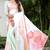 White printed satin saree with blouse