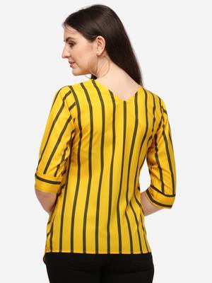 Yellow printed crepe crop-tops 2