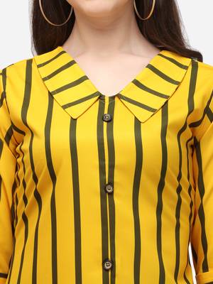 Yellow printed crepe crop-tops 4