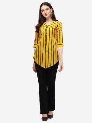 Yellow printed crepe crop-tops 1