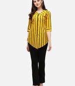 Yellow printed crepe crop-tops