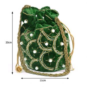 LeeRooy Indian Handicraft Women's Silk Potli Bag 2