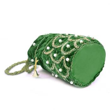 LeeRooy Indian Handicraft Women's Silk Potli Bag 4