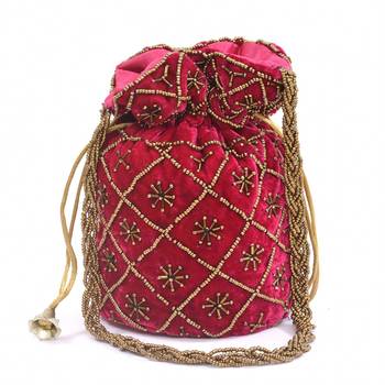 LeeRooy Indian Handicraft Women's Silk Potli Bag 1