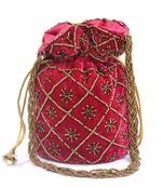 LeeRooy Indian Handicraft Women's Silk Potli Bag