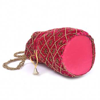 LeeRooy Indian Handicraft Women's Silk Potli Bag 3