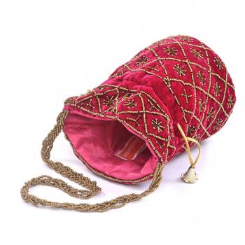 LeeRooy Indian Handicraft Women's Silk Potli Bag 4