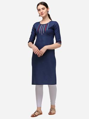 Anaita Cotton Sky Blue Color Embroidered Casual Kurta 1