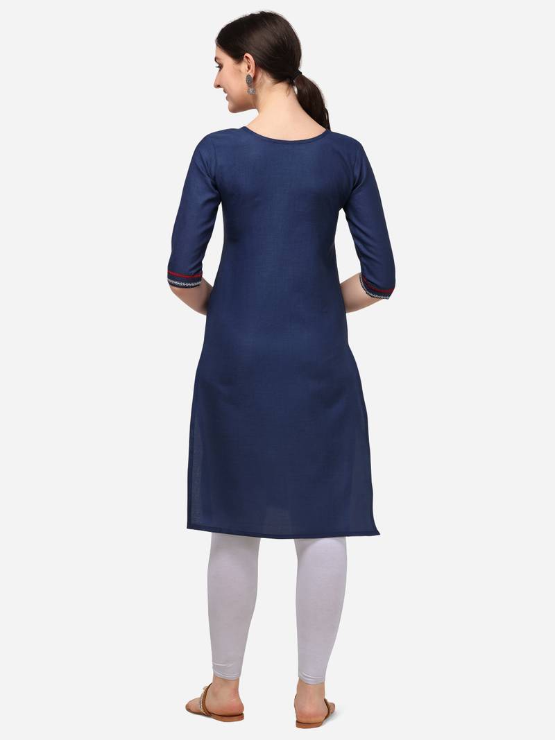 Anaita Cotton Sky Blue Color Embroidered Casual Kurta