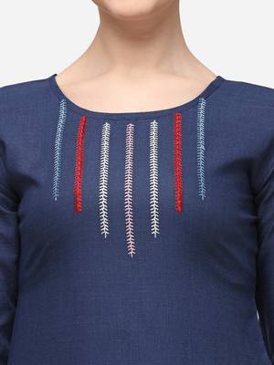 Anaita Cotton Sky Blue Color Embroidered Casual Kurta 3
