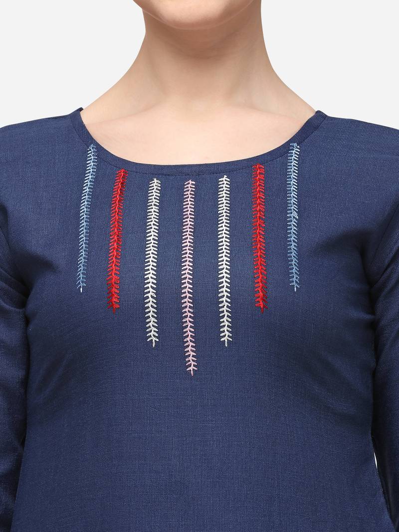 Anaita Cotton Sky Blue Color Embroidered Casual Kurta