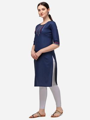 Anaita Cotton Sky Blue Color Embroidered Casual Kurta 4