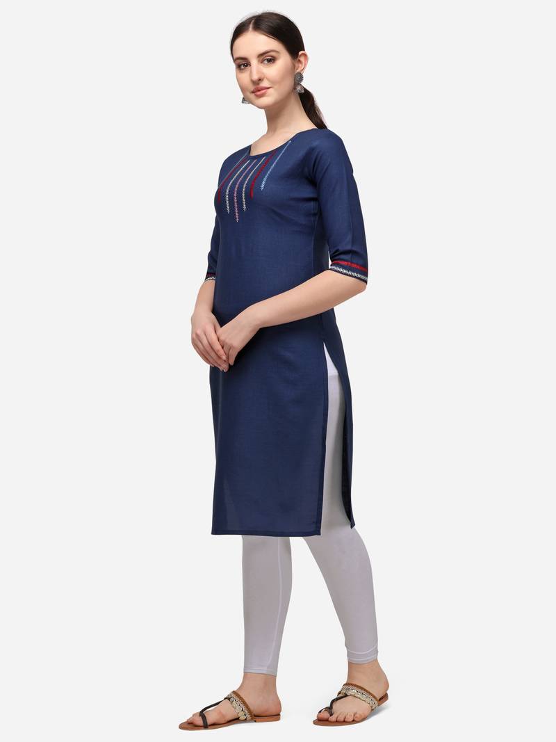 Anaita Cotton Sky Blue Color Embroidered Casual Kurta