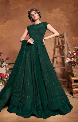 Green Soft net Full Embroidery work Gwon Style Suit 1