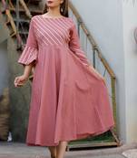 Lavender plain cotton ethnic-kurtis