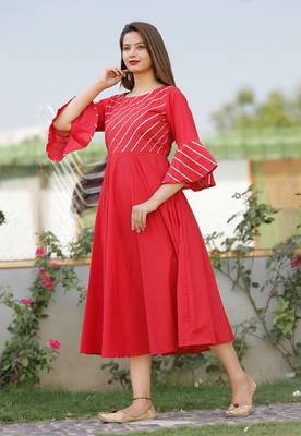 Red plain cotton ethnic-kurtis 4