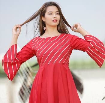 Red plain cotton ethnic-kurtis 5