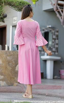 Pink plain cotton ethnic-kurtis 2