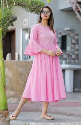 Pink plain cotton ethnic-kurtis 3