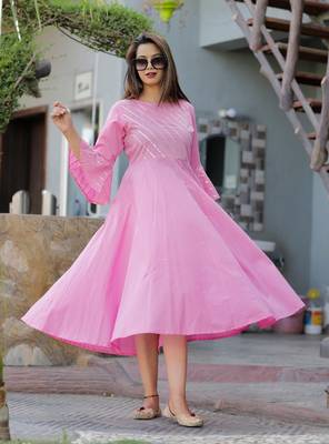 Pink plain cotton ethnic-kurtis 4