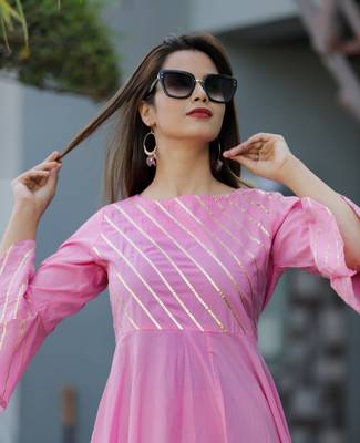 Pink plain cotton ethnic-kurtis 5