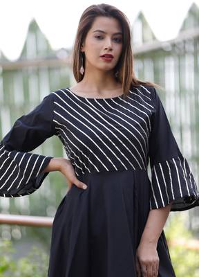 Black plain cotton ethnic-kurtis 4