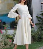 Cream plain cotton ethnic-kurtis