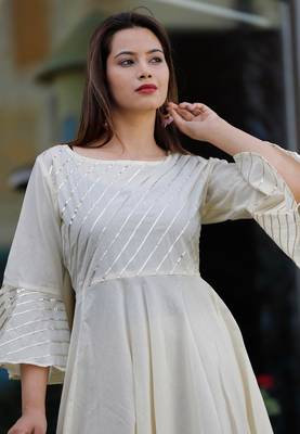 Cream plain cotton ethnic-kurtis 4