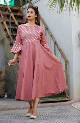 Lavender plain cotton ethnic-kurtis 2