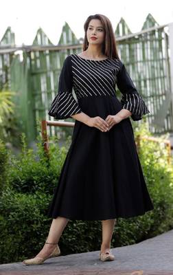Black plain cotton ethnic-kurtis 5