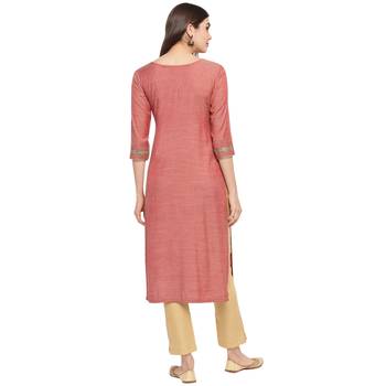 Peach embroidered rayon party-wear-kurtis 2