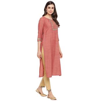 Peach embroidered rayon party-wear-kurtis 4