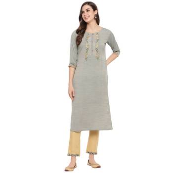 Grey embroidered rayon party-wear-kurtis 1