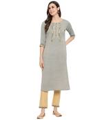Grey embroidered rayon party-wear-kurtis