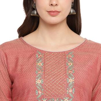 Peach embroidered rayon party-wear-kurtis 5